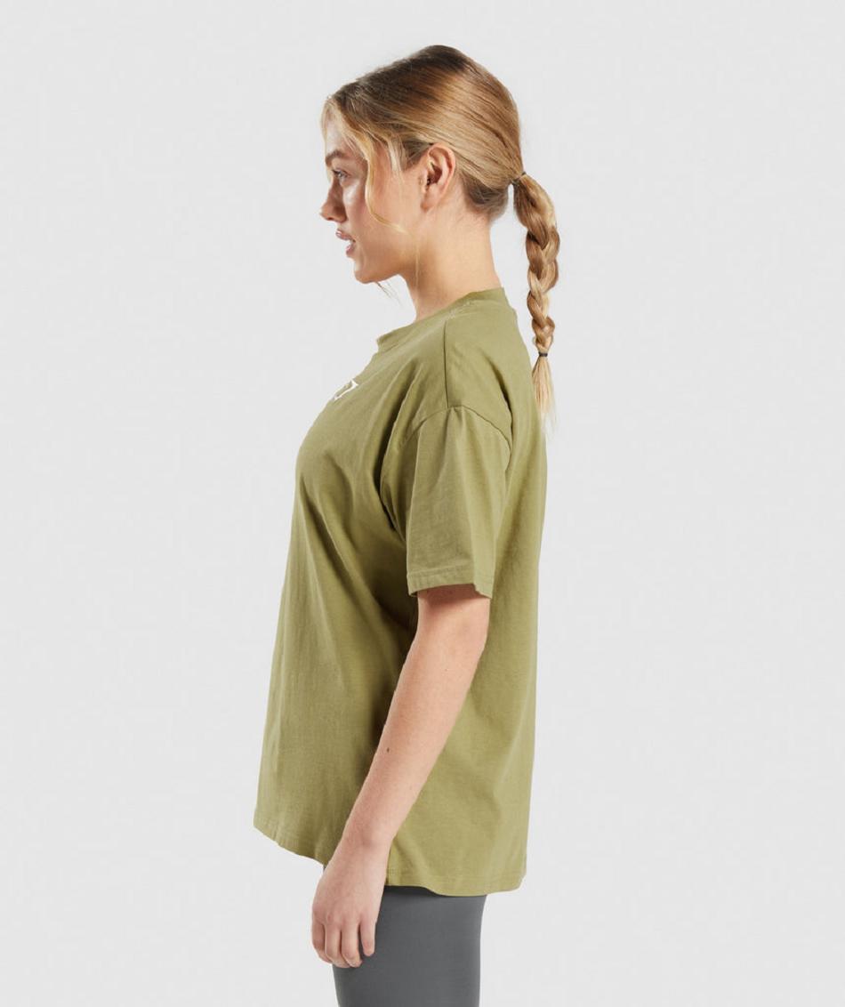 T Shirts Gymshark Entrenamiento Oversized Mujer Verde | CO 2268KOR